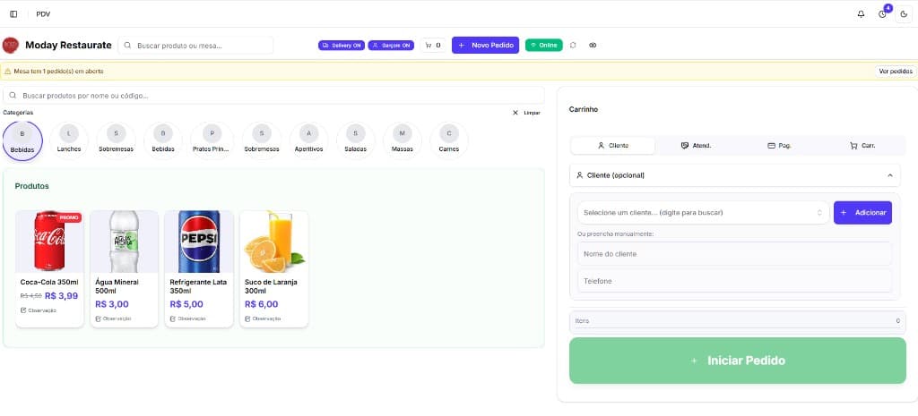 PDV do Alba Tec com catálogo de produtos, categorias e início de pedido